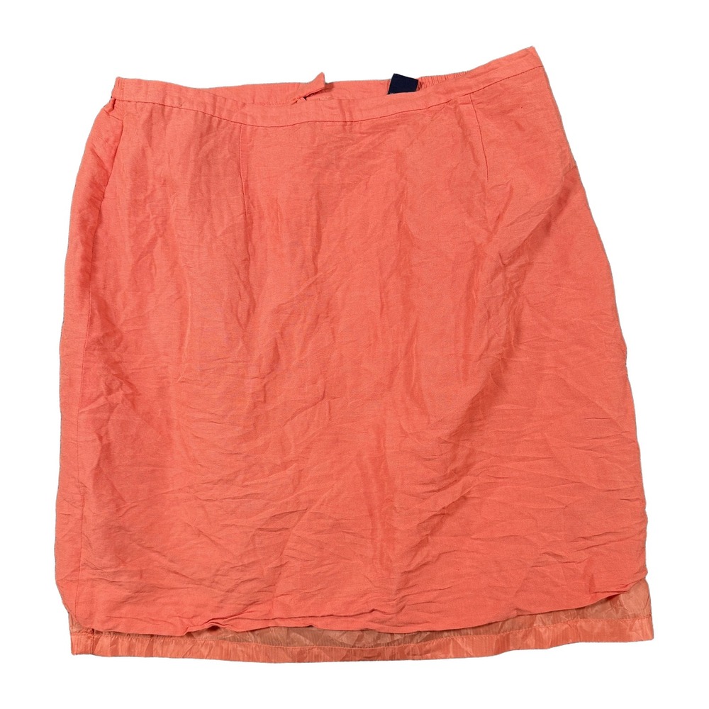 Laura Scott Coral Pink Linen Blend Pencil Skirt Size 16 Knee Length Career